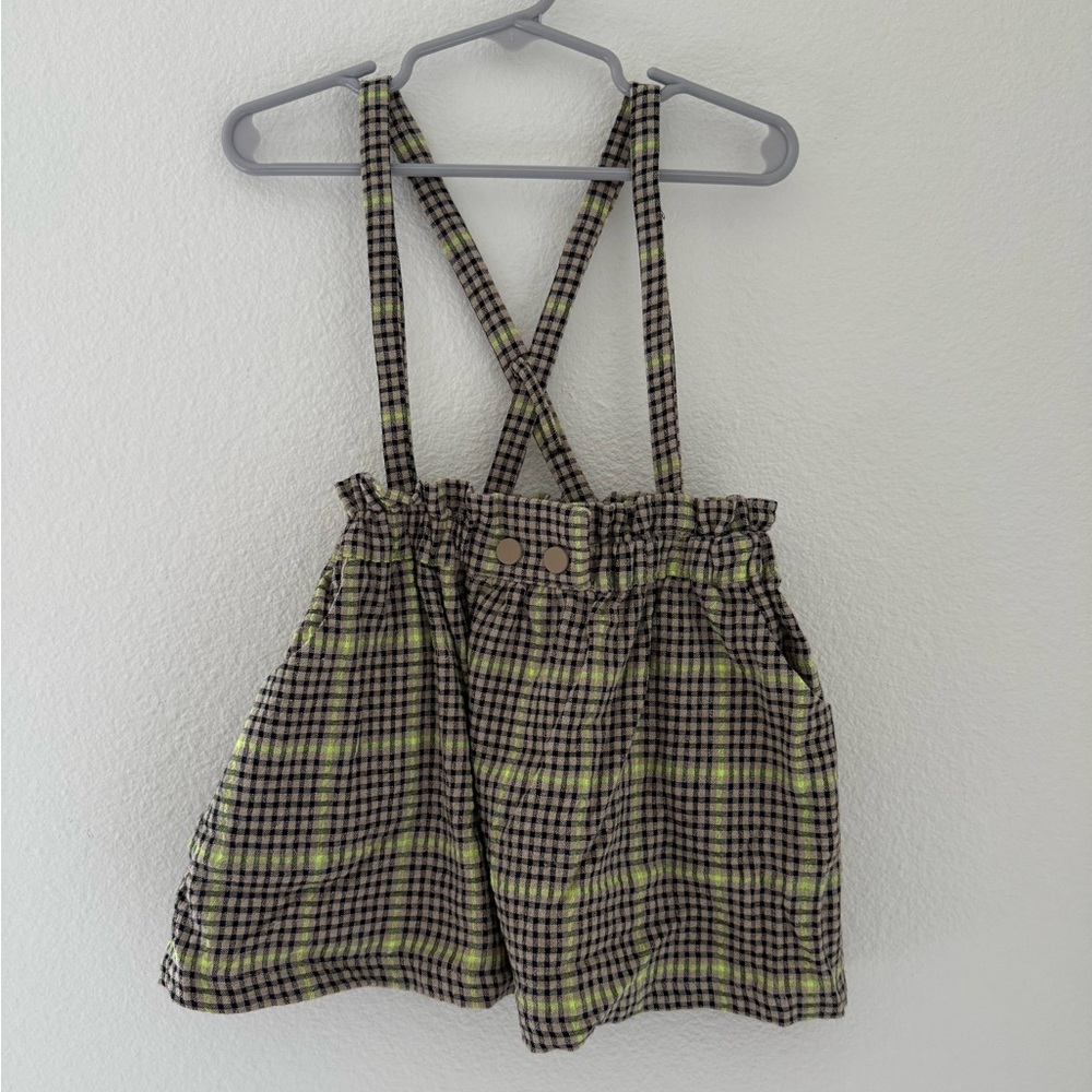 Zara Baby Black/Neon Green Plaid Skirt